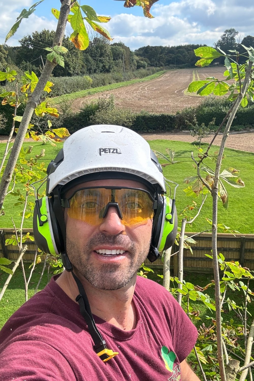 Aaron Mcgimpsey-Joyce, founder of Broadleaf Tree Surgery, at work in a tree